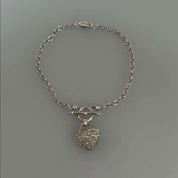 925 Silver Heart Charm Toggle Bracelet